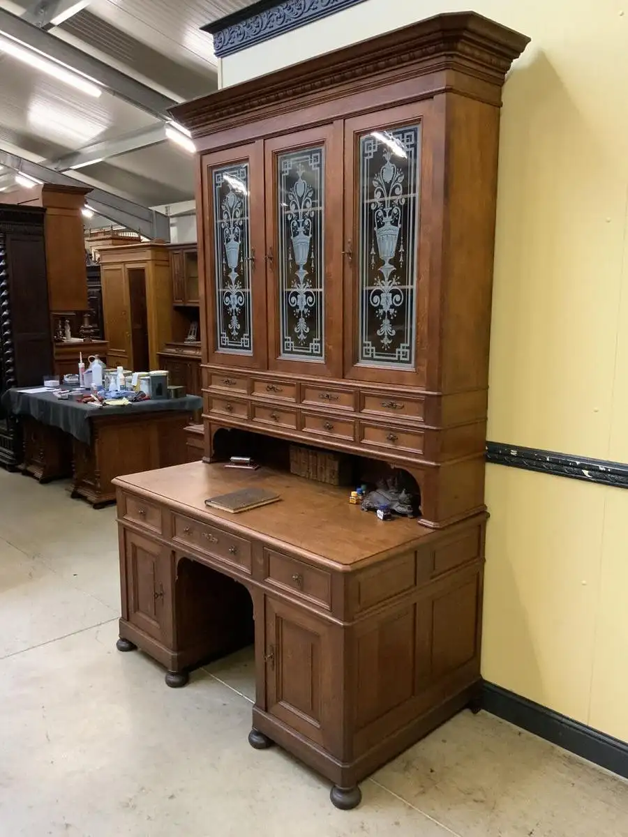 Antiker  imposanter Jugendstil Schreibtisch, - Sensationell - Lieferung möglich! 3