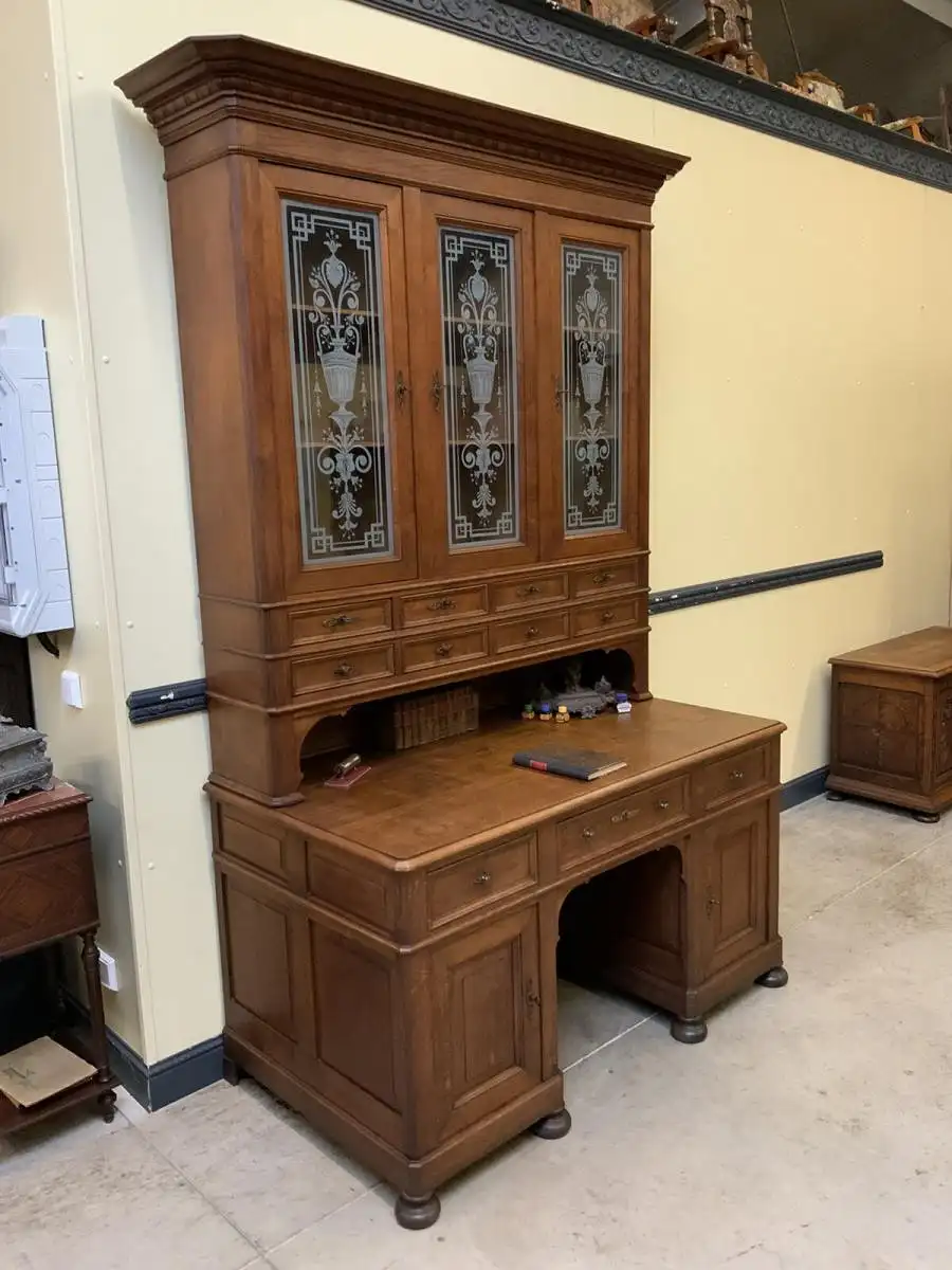Antiker  imposanter Jugendstil Schreibtisch, - Sensationell - Lieferung möglich! 5