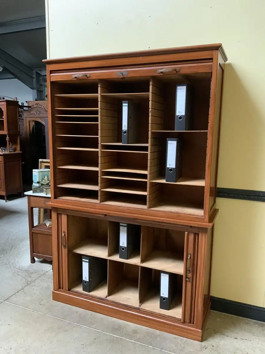 Antiker Jugendstil Rolladen Archiv Schrank - Traumhaft - Lieferung möglich! 7
