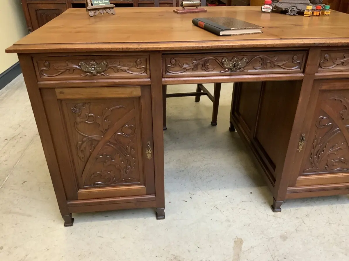 Antiker doppelseitiger Jugendstil Schreibtisch, Art Nouveau - Lieferung möglich! 3