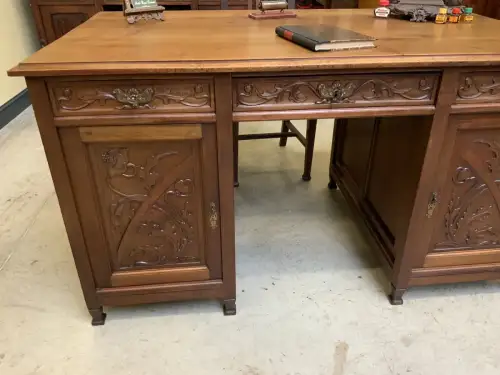 Antiker doppelseitiger Jugendstil Schreibtisch, Art Nouveau - Lieferung möglich!