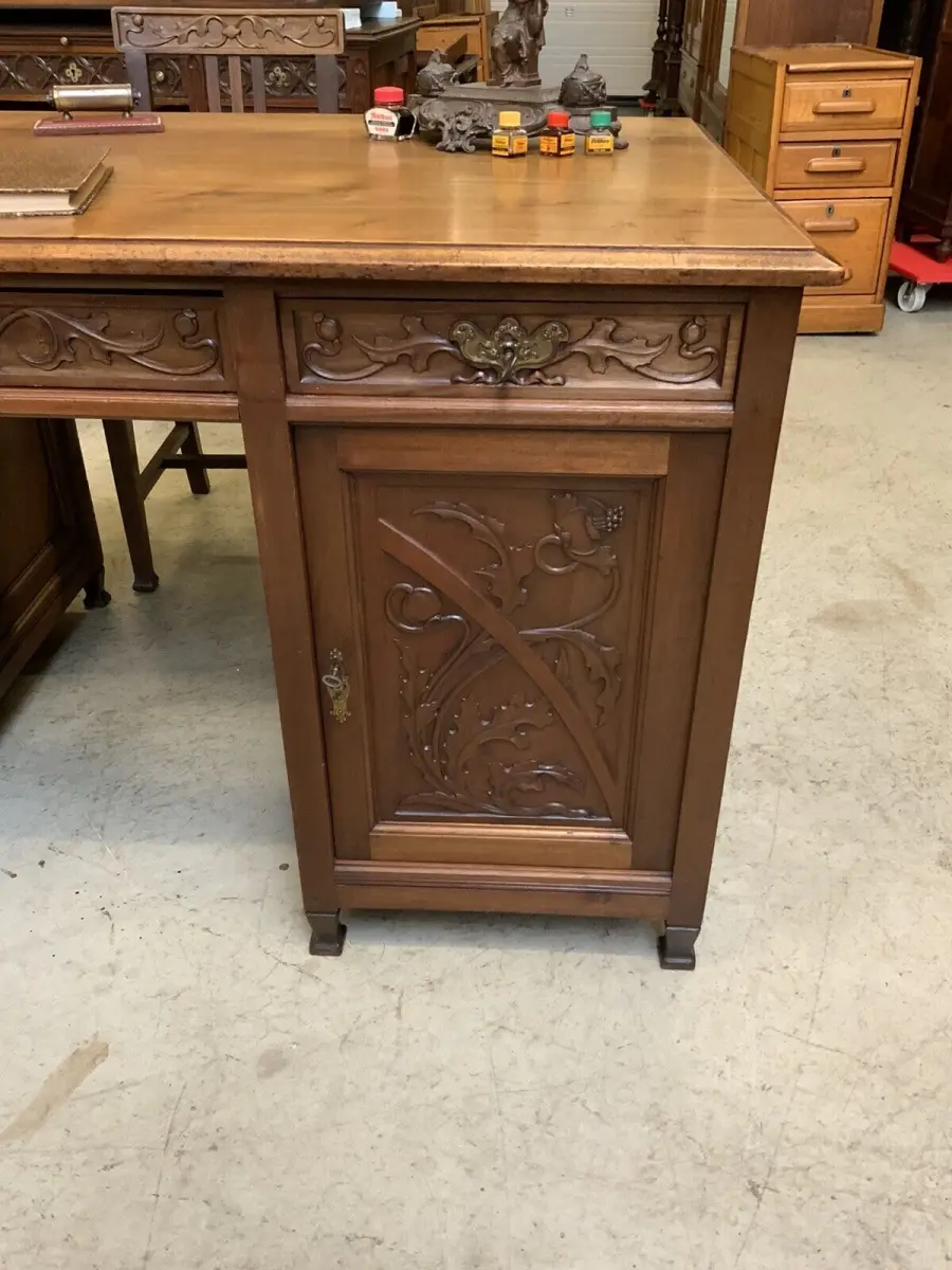 Antiker doppelseitiger Jugendstil Schreibtisch, Art Nouveau - Lieferung möglich! 4