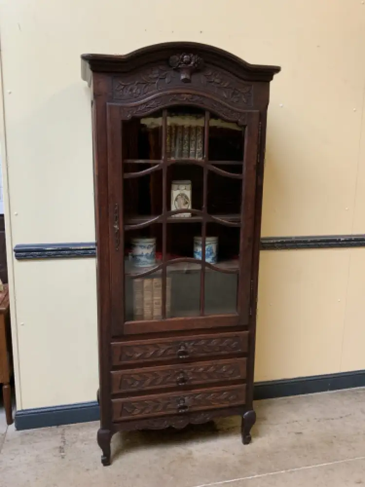 Antikes Jugendstil Nußbaum Vitrine, Vertiko - Lieferung möglich! 0