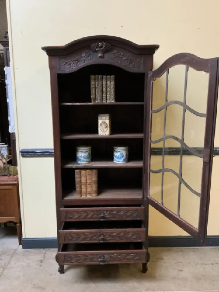 Antikes Jugendstil Nußbaum Vitrine, Vertiko - Lieferung möglich! 12