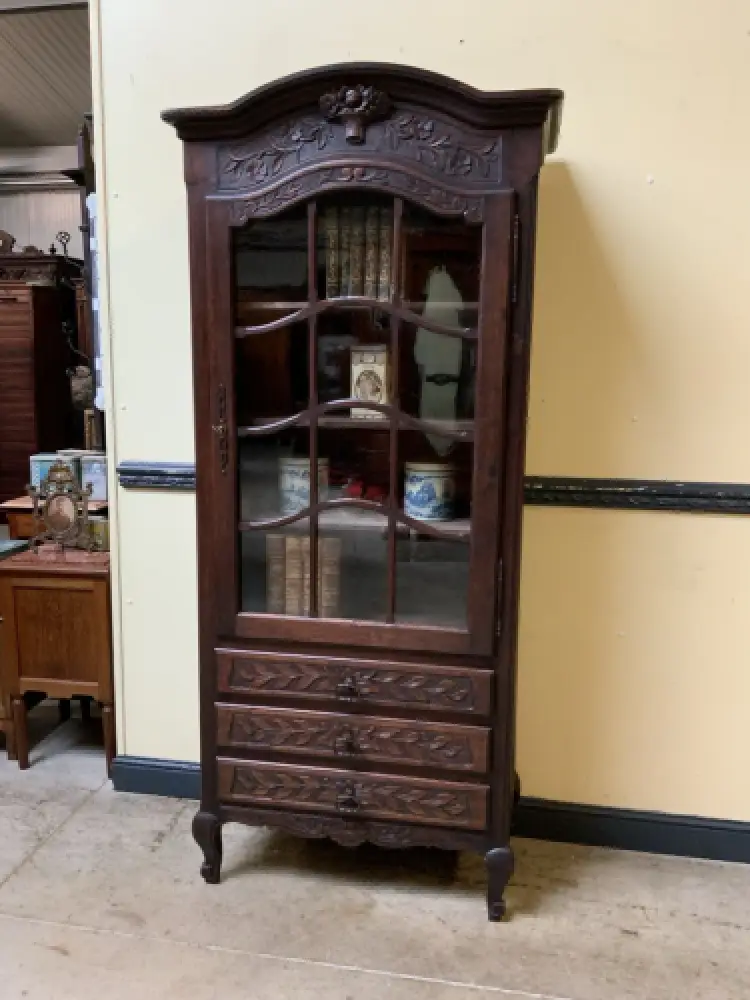 Antikes Jugendstil Nußbaum Vitrine, Vertiko - Lieferung möglich! 2