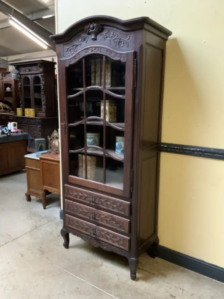 Antikes Jugendstil Nußbaum Vitrine, Vertiko - Lieferung möglich! 3