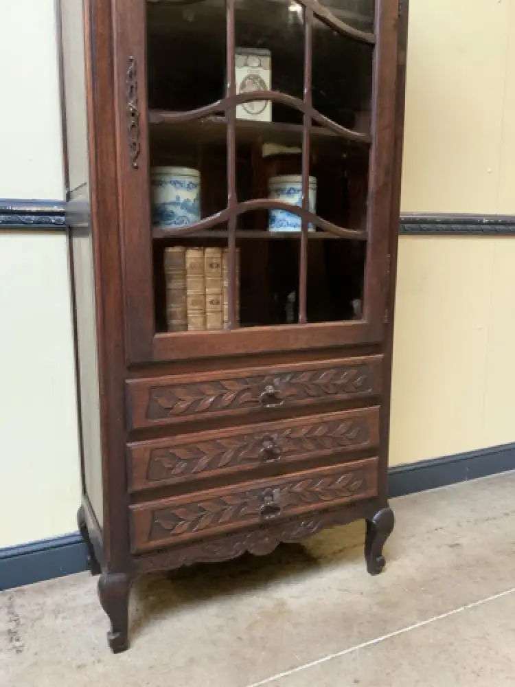 Antikes Jugendstil Nußbaum Vitrine, Vertiko - Lieferung möglich! 7