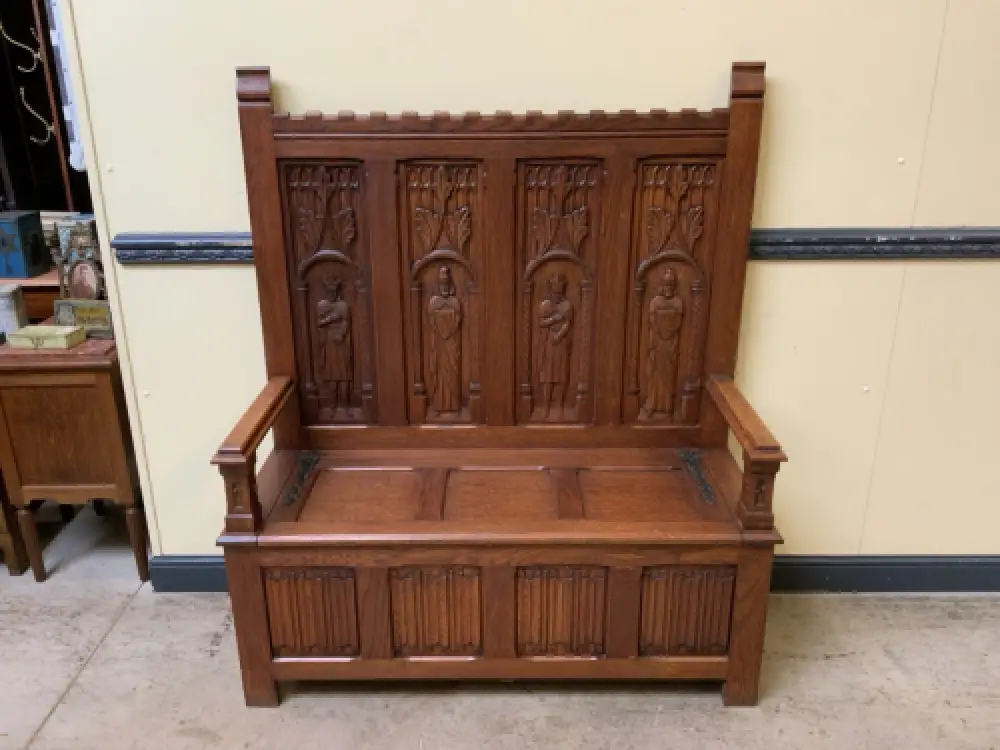 Antike Neogotische Truhen Bank, Traumhaft schön - Lieferung möglich! 0