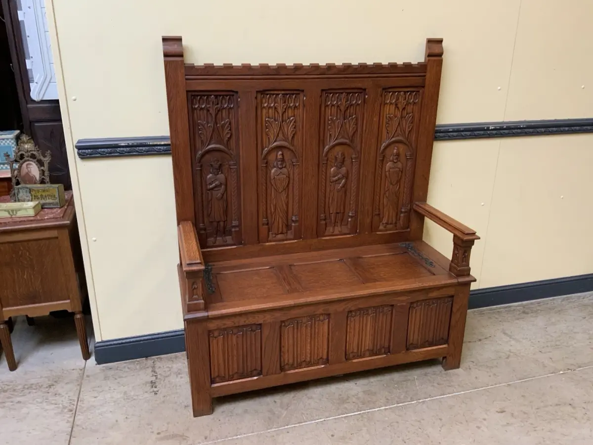 Antike Neogotische Truhen Bank, Traumhaft schön - Lieferung möglich! 1