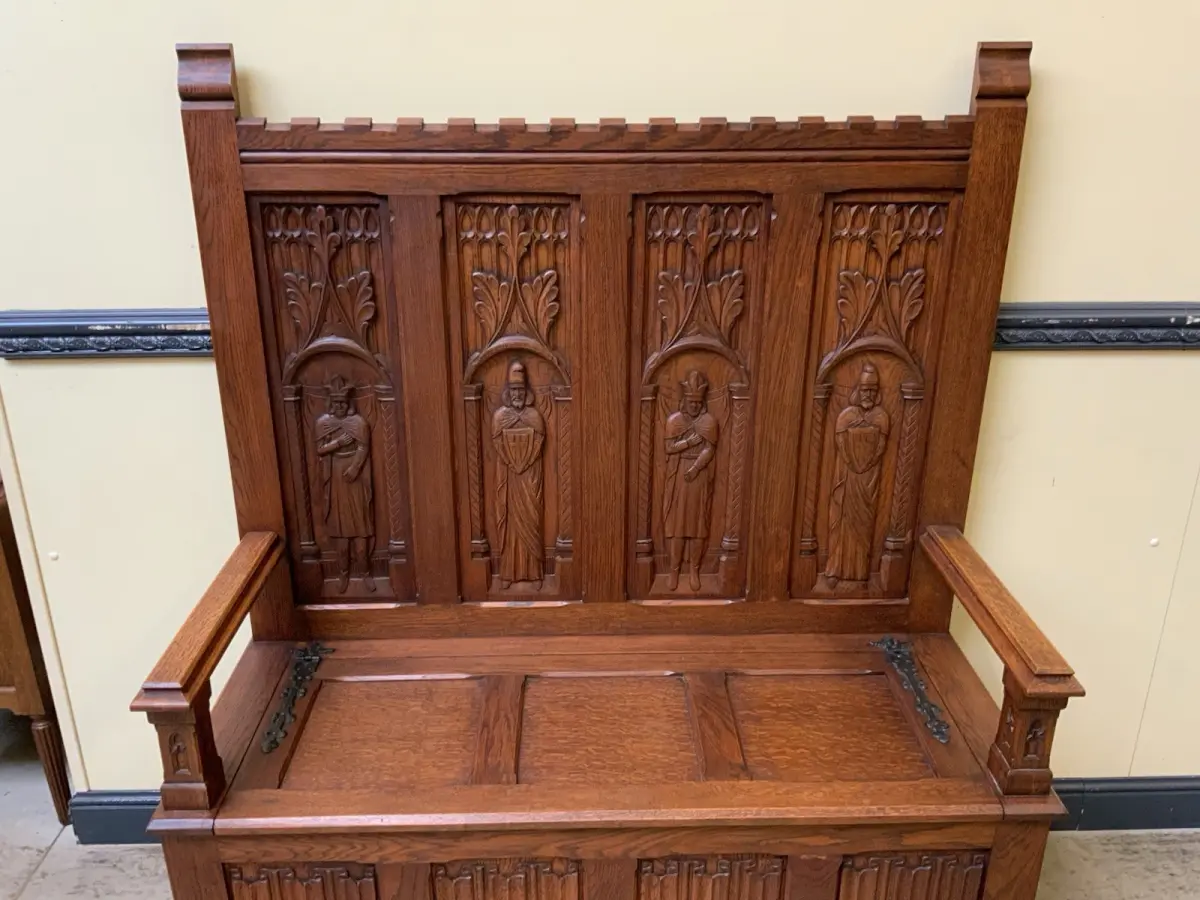 Antike Neogotische Truhen Bank, Traumhaft schön - Lieferung möglich! 11