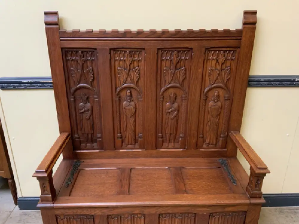 Antike Neogotische Truhen Bank, Traumhaft schön - Lieferung möglich! 11