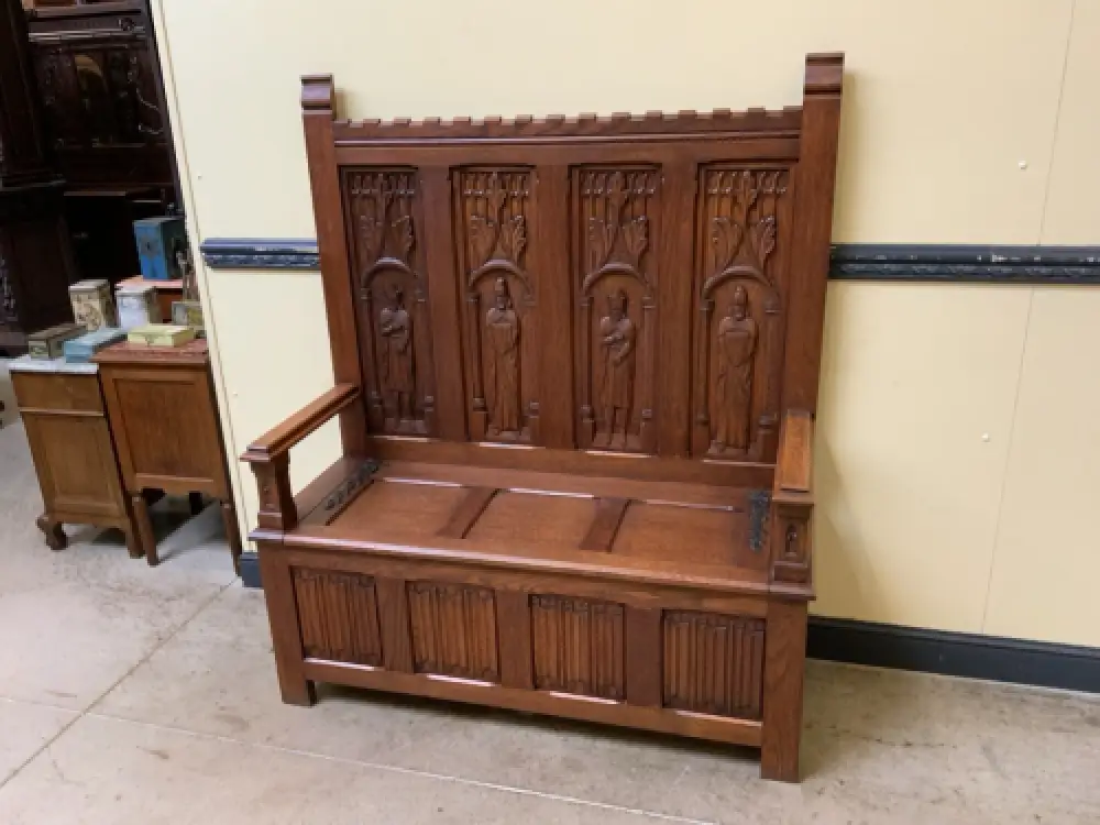 Antike Neogotische Truhen Bank, Traumhaft schön - Lieferung möglich! 2