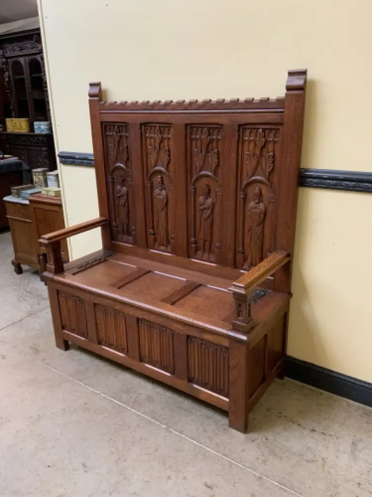 Antike Neogotische Truhen Bank, Traumhaft schön - Lieferung möglich! 3