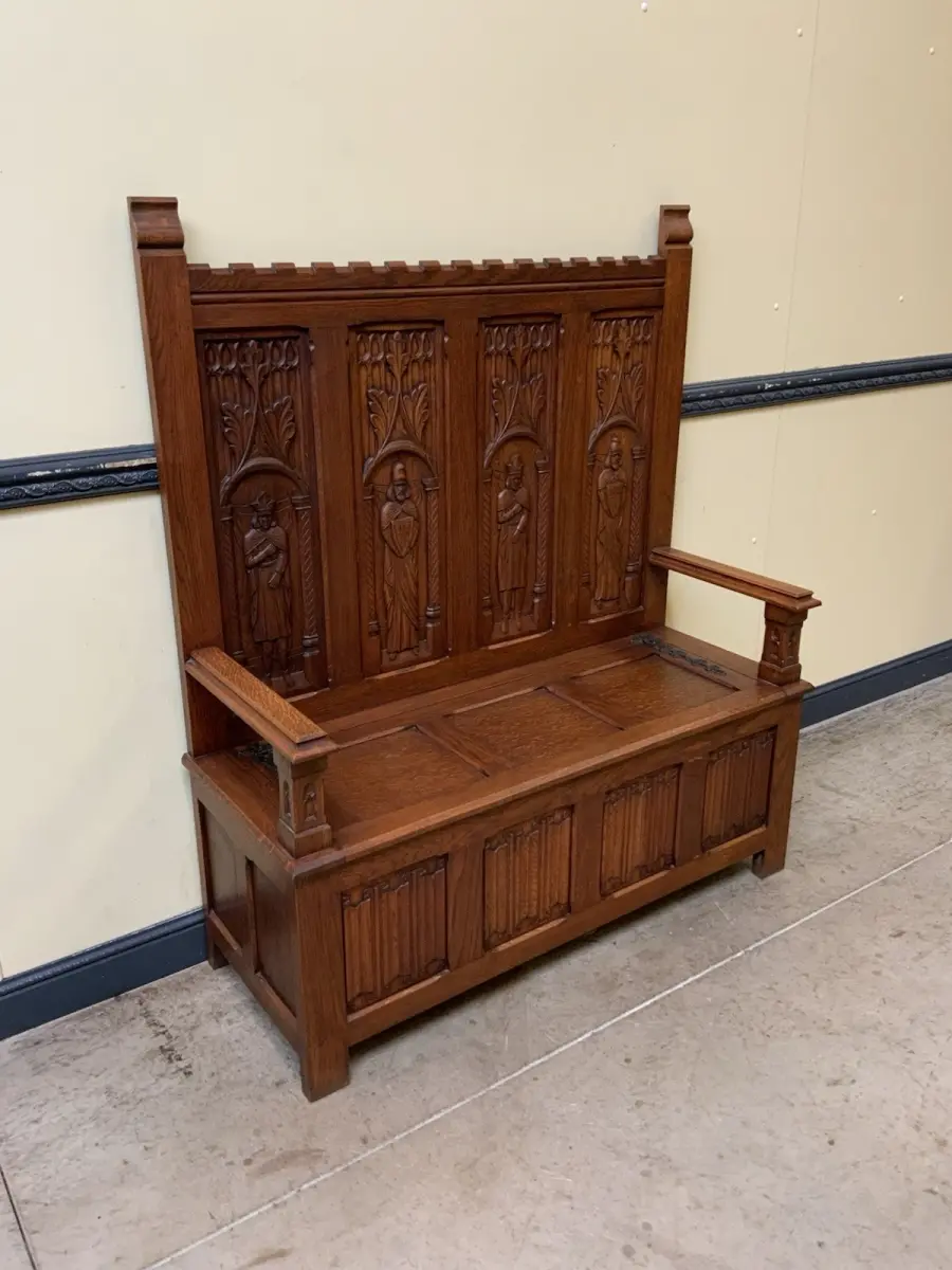 Antike Neogotische Truhen Bank, Traumhaft schön - Lieferung möglich! 5