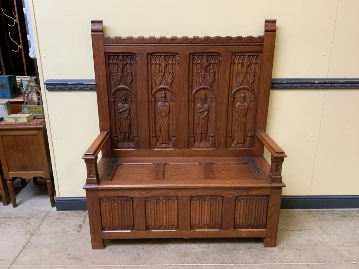 Antike Neogotische Truhen Bank, Traumhaft schön - Lieferung möglich! 7