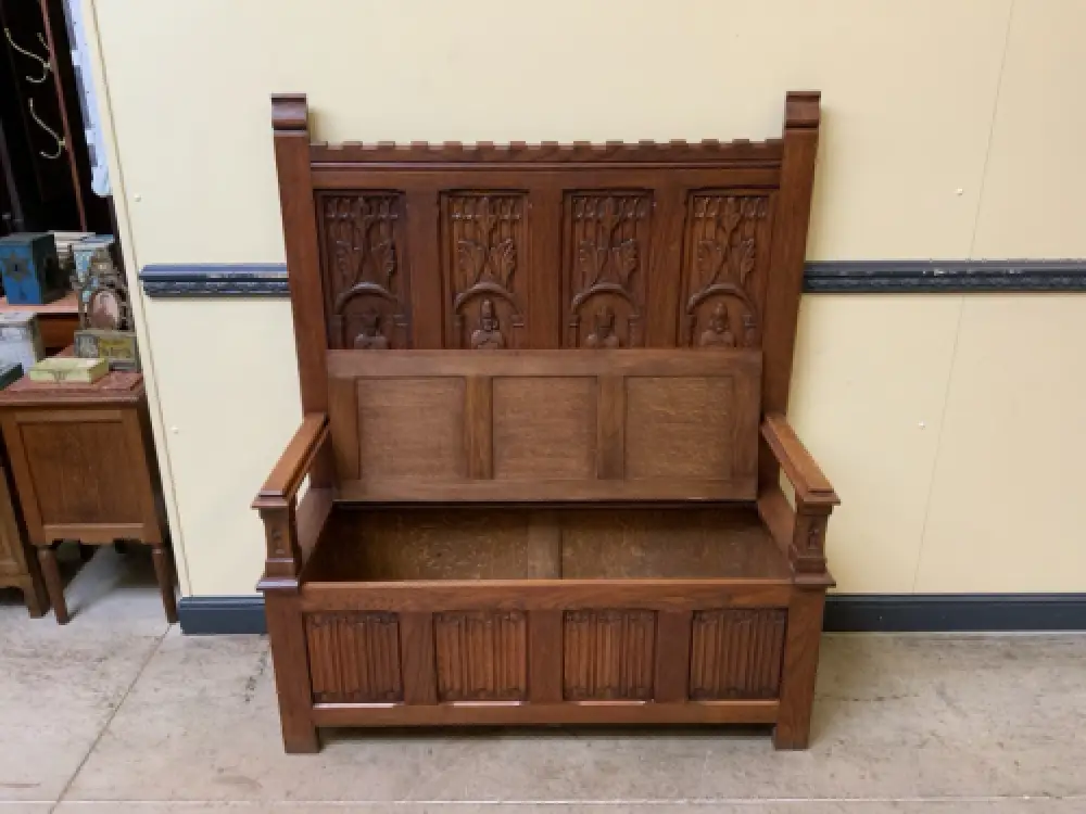 Antike Neogotische Truhen Bank, Traumhaft schön - Lieferung möglich! 19