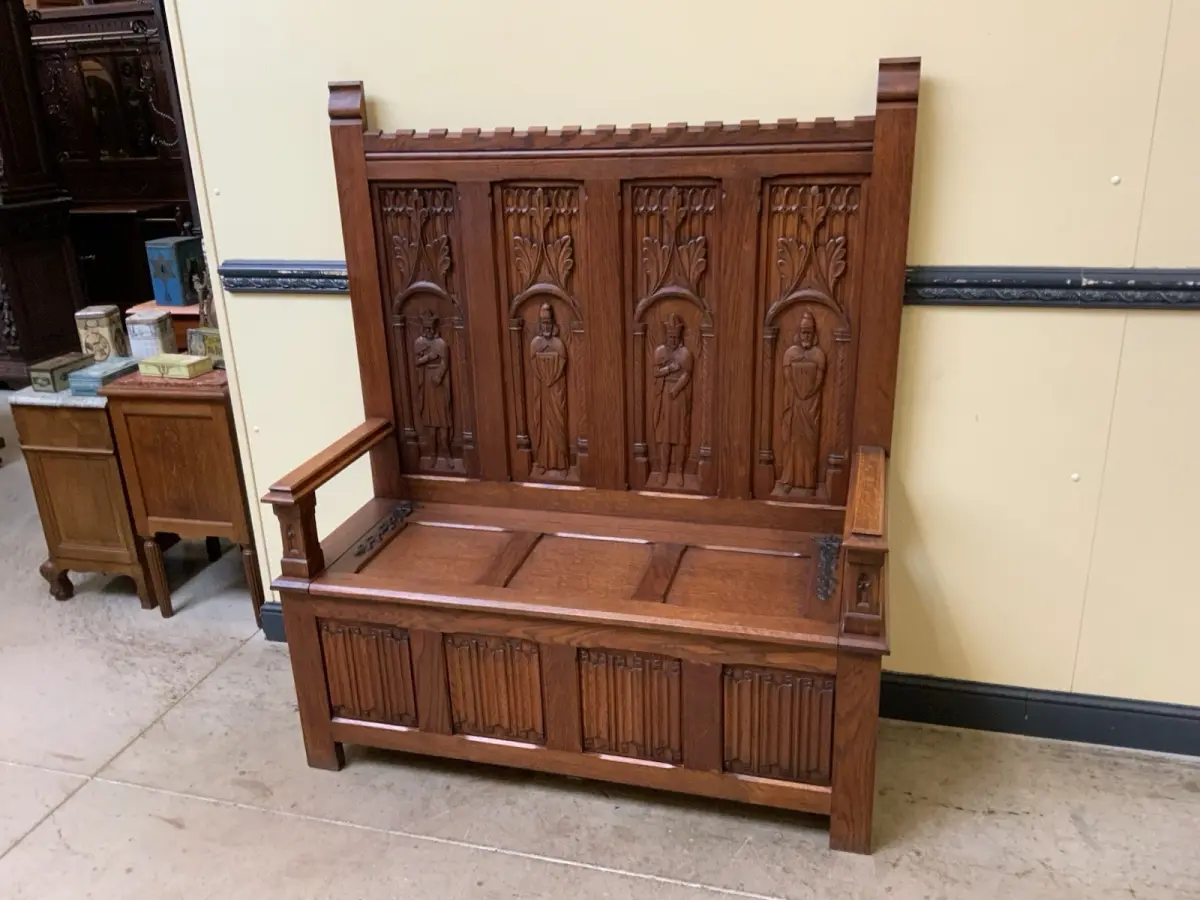 Antike Neogotische Truhen Bank, Traumhaft schön - Lieferung möglich! 2