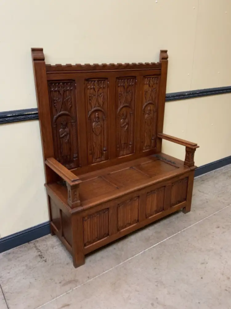 Antike Neogotische Truhen Bank, Traumhaft schön - Lieferung möglich! 5