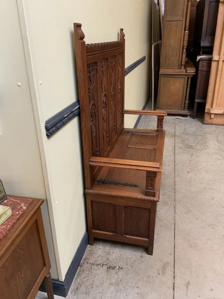 Antike Neogotische Truhen Bank, Traumhaft schön - Lieferung möglich! 6