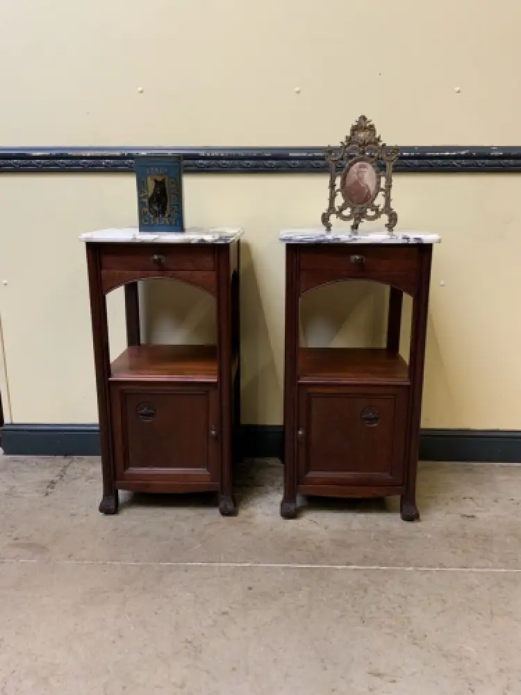 2 antike Jugendstil  Nachtschränke, Vertikos, Art Nouveau  - Lieferung möglich! 0