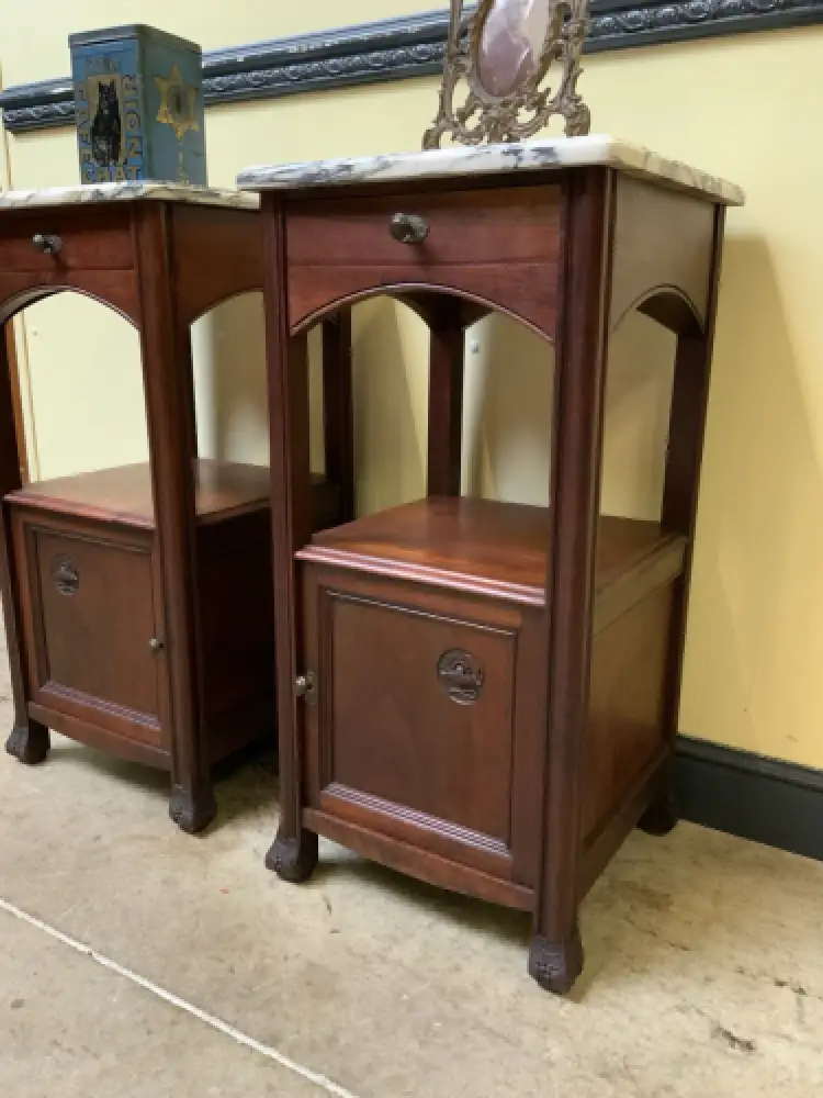 2 antike Jugendstil  Nachtschränke, Vertikos, Art Nouveau  - Lieferung möglich! 10