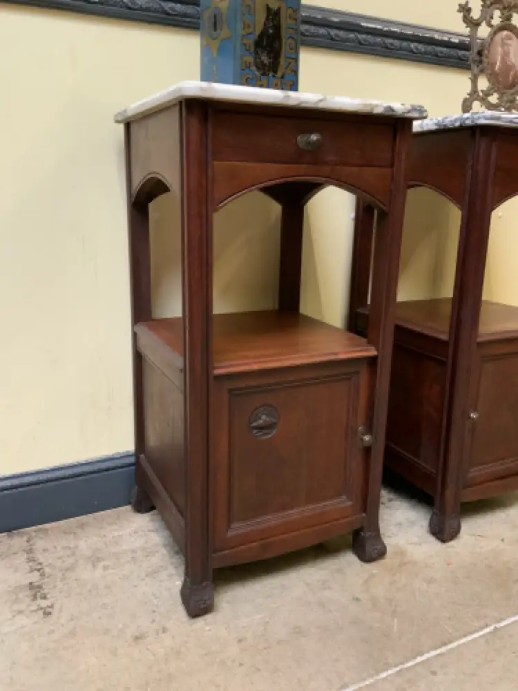 2 antike Jugendstil  Nachtschränke, Vertikos, Art Nouveau  - Lieferung möglich! 9