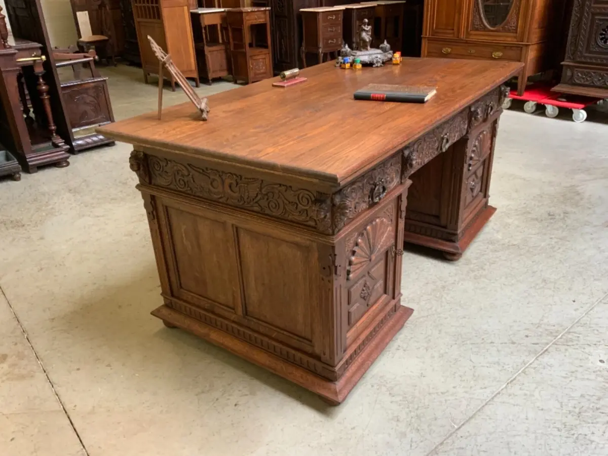 Antiker doppelseitiger Neorenaissance Schreibtisch -  Lieferung möglich! 9