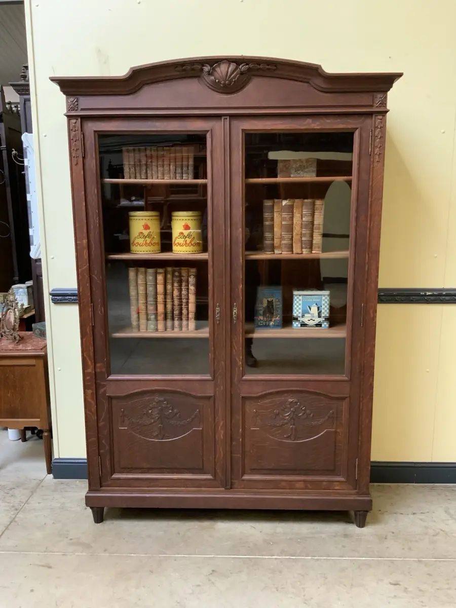 Antik - Vitrine, Bücherschrank - Jugendstil -  Lieferung möglich!