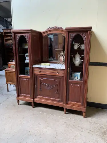 Antik - Buffet, Vitrine, Kredenz, Nußbaum, - Art Deco -  Lieferung möglich!