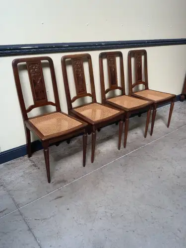 Antik - 4 Stühle, Nußbaum -  Art Deco - Lieferung möglich!