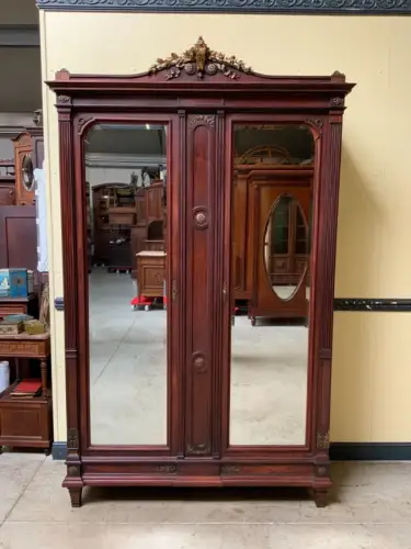 Antiker Jugendstil Geschirrschrank, Wäscheschrank, Bronze - Lieferung möglich!