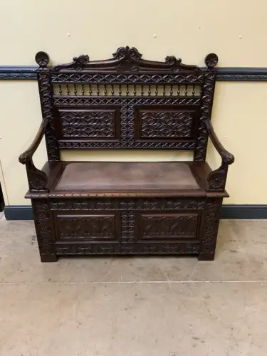 Antike Neogotische Truhen Bank - Lieferung möglich!