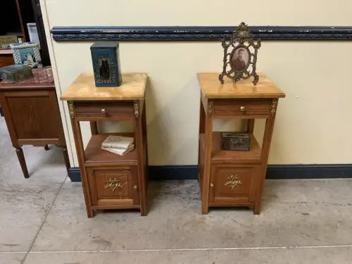 2 antike Jugendstil  Nachtschränke, Vertikos, Bronze,   - Lieferung möglich!