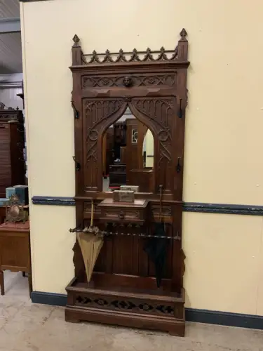 Antik - Gaderobe mit Schub, Kleiderständer - Neogotik - Lieferung möglich!