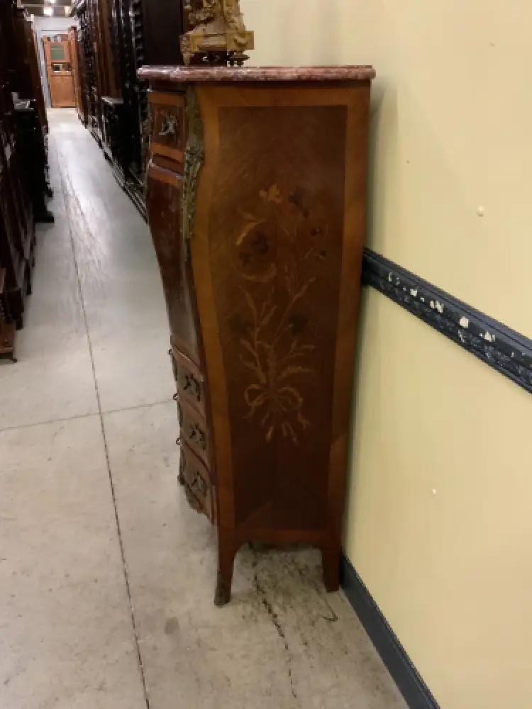 Antiker Jugendstil Sekretär mit floralen Intarsien, LouisXV- Lieferung möglich! 4