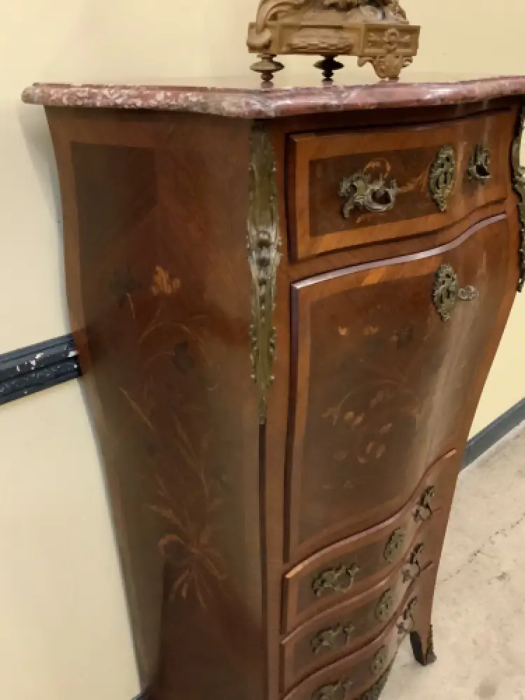 Antiker Jugendstil Sekretär mit floralen Intarsien, LouisXV- Lieferung möglich! 9