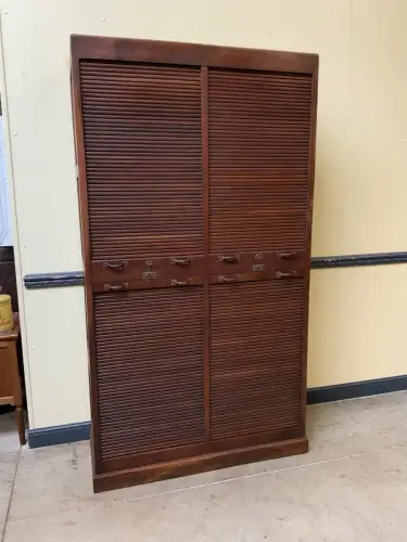 Antiker sensationeller Jugendstil Rolladen Archiv Schrank - Lieferung möglich!