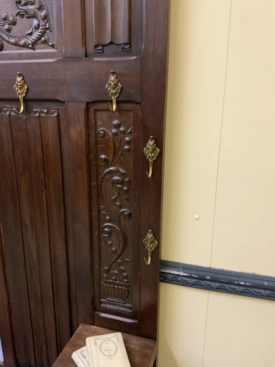Antike imposante Jugendstil Garderobe mit Truhen Bank,   - Lieferung möglich! 16