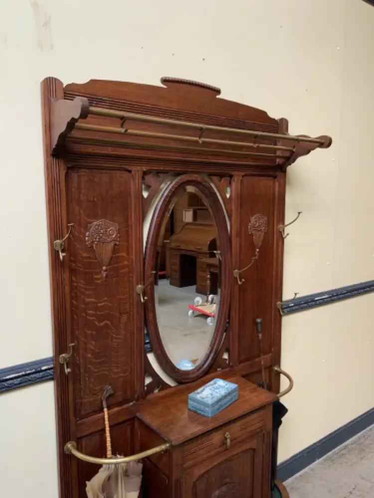 Antike Art Deco Garderobe mit Schrank und  Schub - Traumhaft -Lieferung möglich! 9