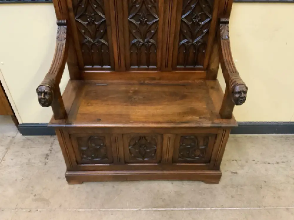 Antike Neogotische  Garderobe mit Truhenbank - Sensationell - Lieferung möglich! 10