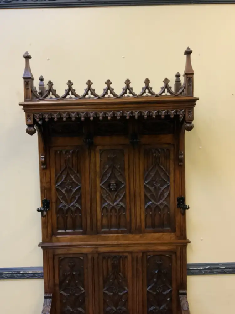 Antike Neogotische  Garderobe mit Truhenbank - Sensationell - Lieferung möglich! 12