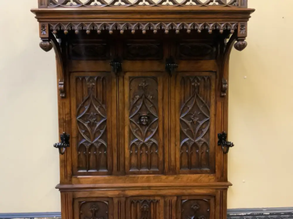 Antike Neogotische  Garderobe mit Truhenbank - Sensationell - Lieferung möglich! 14