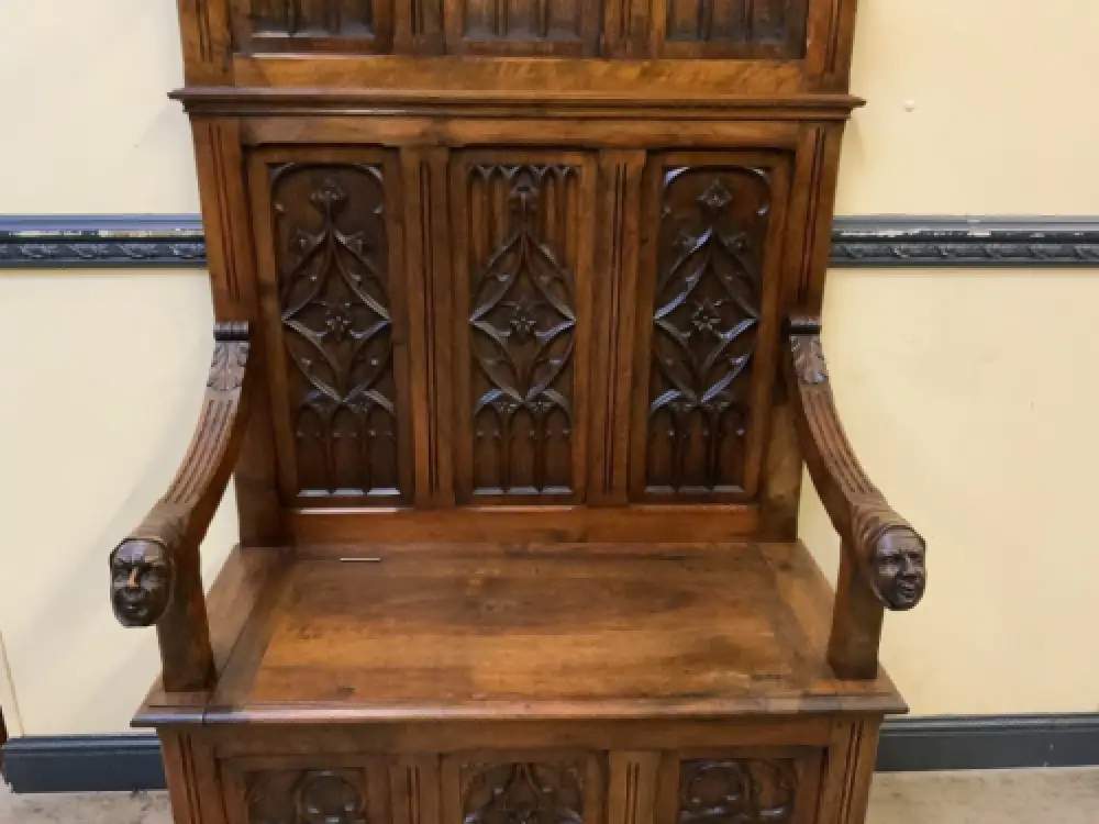 Antike Neogotische  Garderobe mit Truhenbank - Sensationell - Lieferung möglich! 15