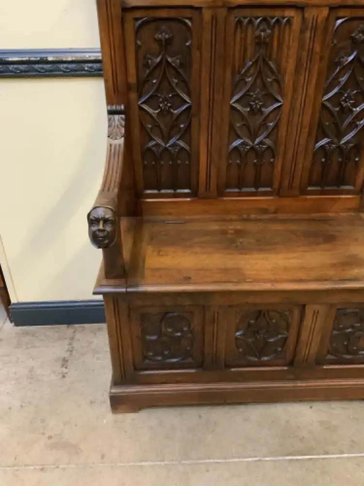 Antike Neogotische  Garderobe mit Truhenbank - Sensationell - Lieferung möglich! 18