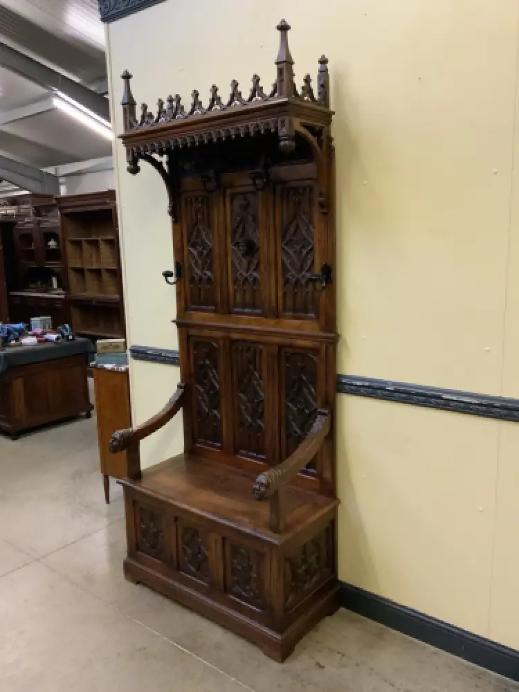 Antike Neogotische  Garderobe mit Truhenbank - Sensationell - Lieferung möglich! 3