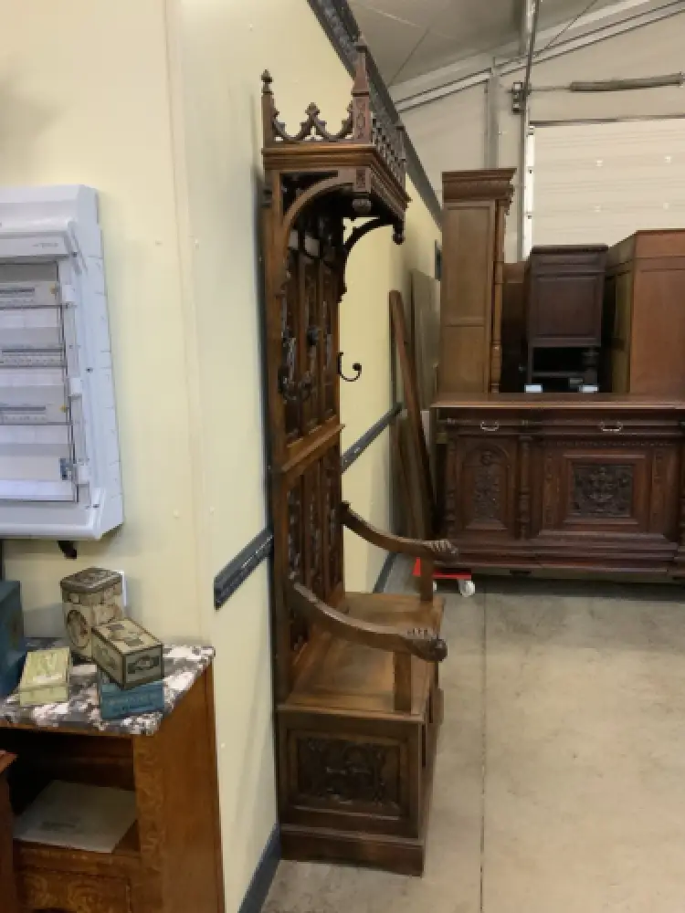 Antike Neogotische  Garderobe mit Truhenbank - Sensationell - Lieferung möglich! 6