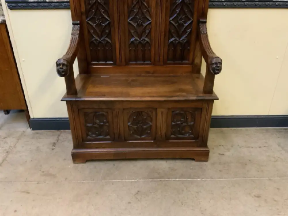 Antike Neogotische  Garderobe mit Truhenbank - Sensationell - Lieferung möglich! 9