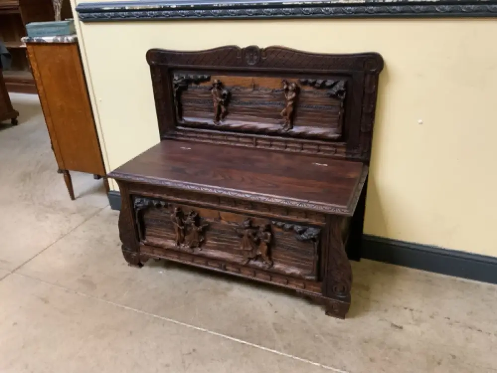 Antike  Bretonische Bank, Schuhschrank - Bretagne  - Lieferung möglich! 1