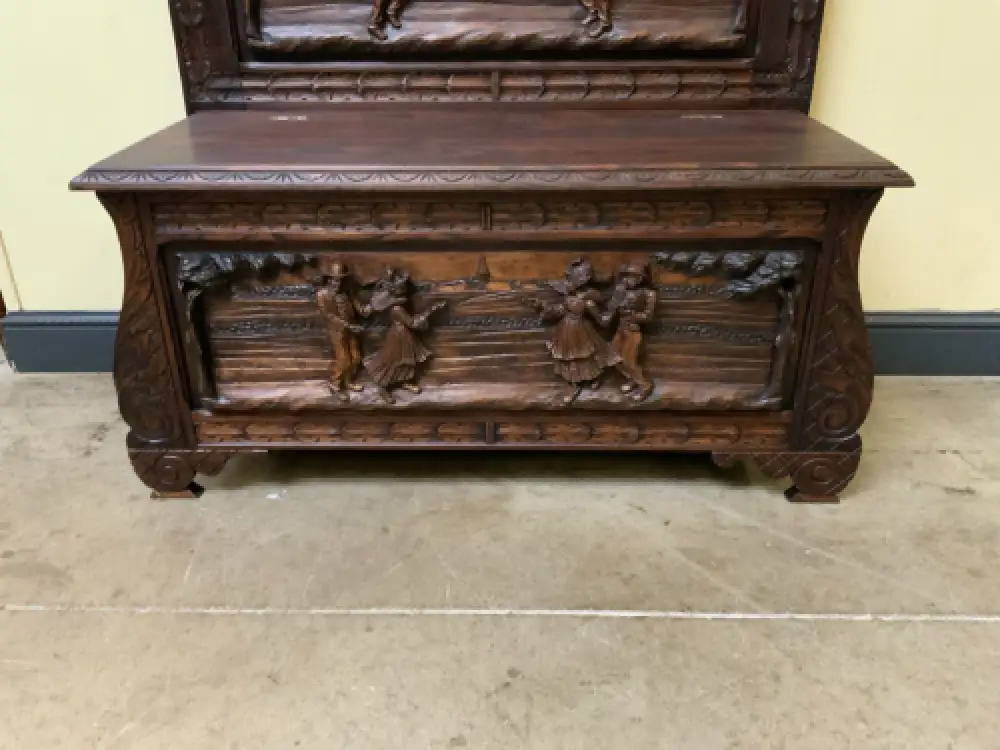 Antike  Bretonische Bank, Schuhschrank - Bretagne  - Lieferung möglich! 11