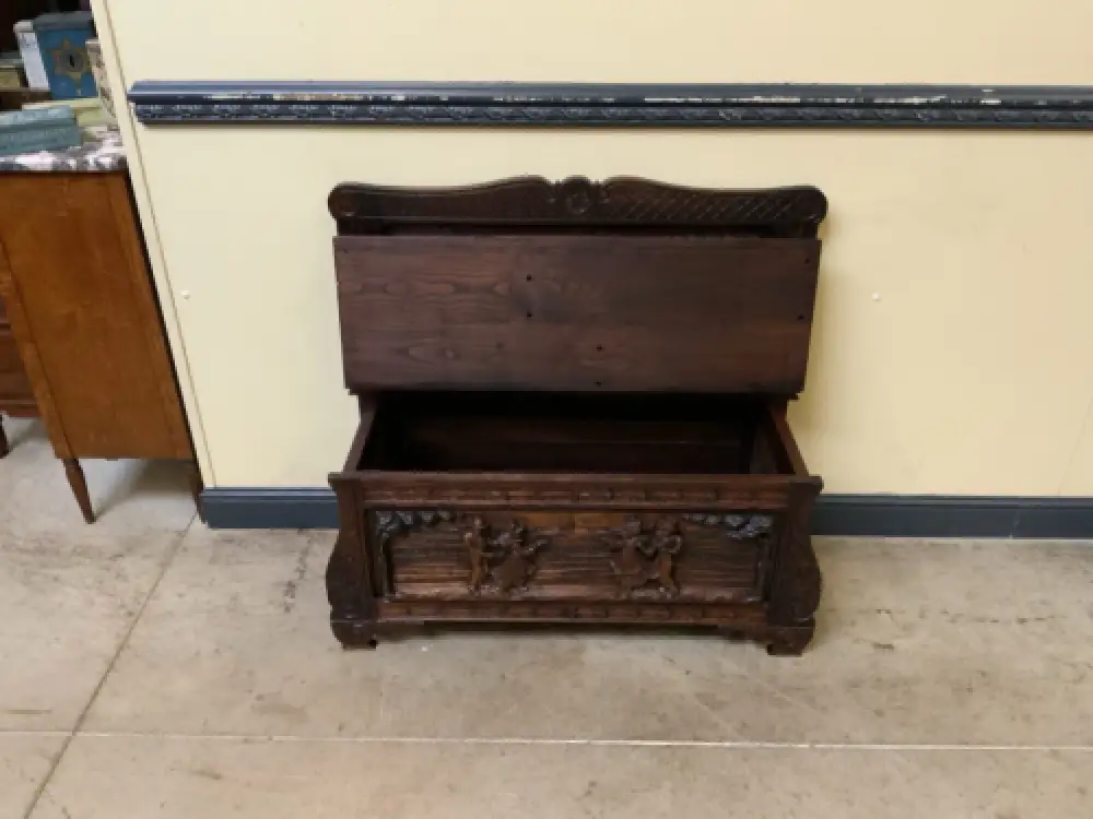 Antike  Bretonische Bank, Schuhschrank - Bretagne  - Lieferung möglich! 13